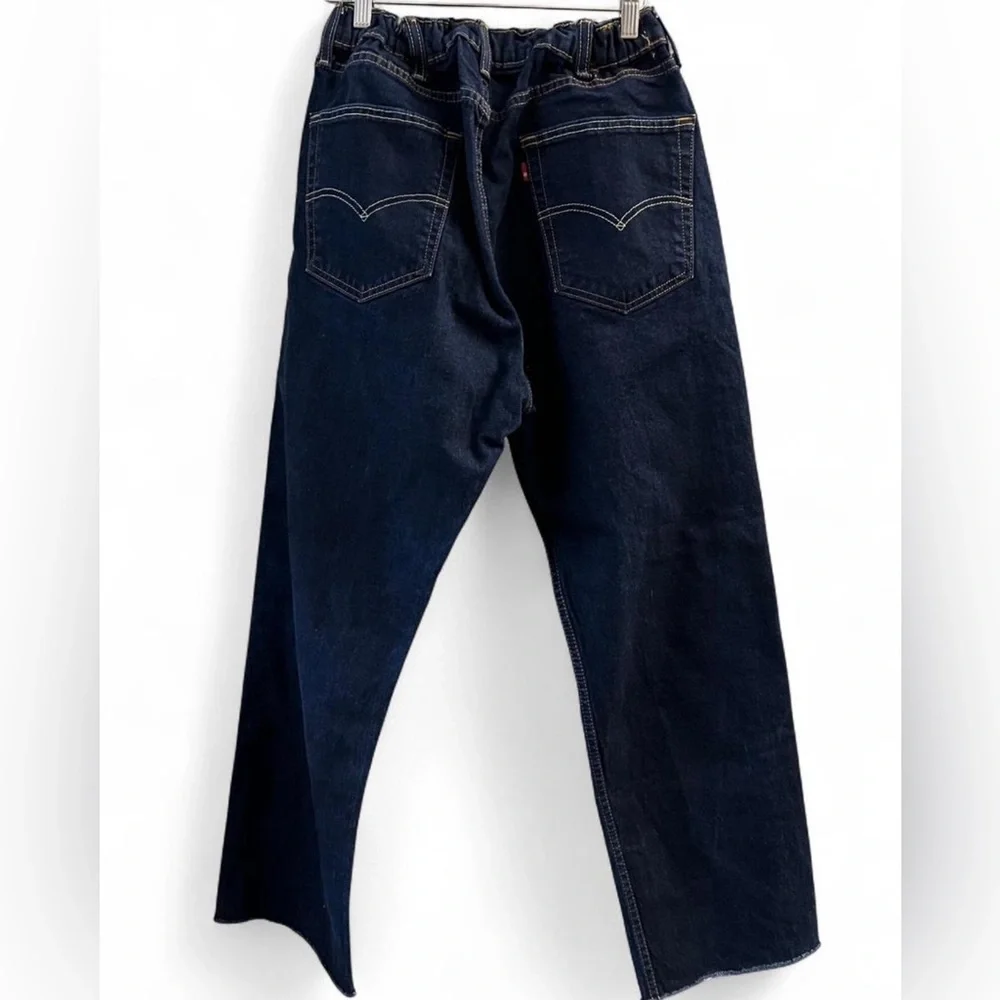 Nasty Gal Vintage Dark Wash High Waisted Distressed Straight Leg Jeans (Size L) - Picture 4 of 4